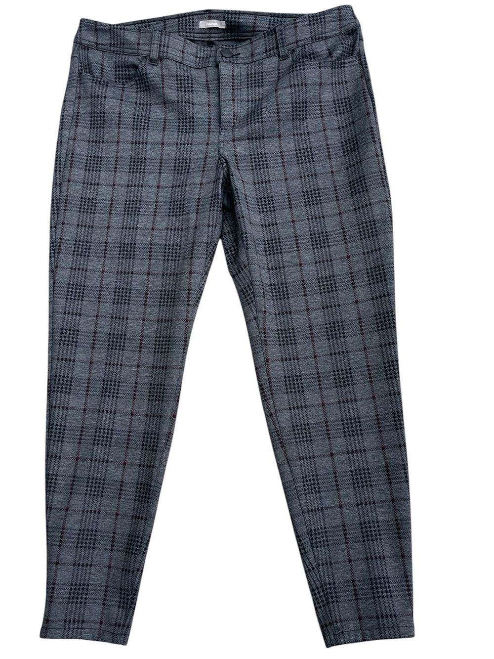 Maurices Gray Plaid Dress Pants with Subtle Black Windowpane